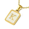 Ion Plating(IP) Rectangle with Initial Letter 304 Stainless Steel Pendant Necklace NJEW-R265-04G-K-1