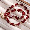 Nuggets Red Glass & Synthetic Non-magnetic Hematite Beaded Necklaces NJEW-U026-18G-3