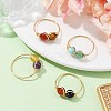 4Pcs 4 Style Natural & Synthetic Mixed Gemstone Round Beaded Finger Rings Set RJEW-TA00093-2