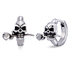 316 Stainless Steel Skull with Rose Hoop Earrings for Men Women EJEW-SZ0001-94-1