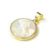 Rack Plating Brass Pave Natural Shell Pendants KK-A204-01B-01G-2