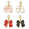 Bowknot Alloy Enamel Pendant Decorations HJEW-JM02209-1