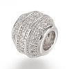 Brass Micro Pave Cubic Zirconia European Beads ZIRC-F062-12-2