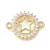 Brass Pave Clear Cubic Zirconia Ring Connector Charms KK-E802-10G-C-1