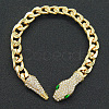 Alloy Green Rhinestone Cuban Link Chain Bracelets for Women WGC9FDE-05-1