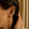 12Pcs 6 Styles Brass C-Shaped Cuff Earrings EJEW-GO0003-29-5