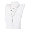 Natural Flower Amazonite Lariat Necklaces NJEW-JN01961-02-4