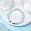 Cat Eye & Handmade Evil Eye Lampwork Round Beaded Stretch Bracelets for Women BJEW-JB12289-01-1