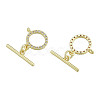 Brass Micro Pave Clear Cubic Zirconia Toggle Clasps KK-N259-22-1