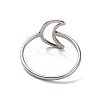 Non-Tarnish 201 Stainless Steel Crescent Moon Finger Ring RJEW-J051-37P-3