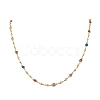 304 Stainless Steel Enamel Colorful Heart Link Chain Necklaces for Women NJEW-JN05899-2