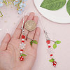 Strawberry & Leaf & Flower Handmade Lampwork Mobile Straps HJEW-WH0007-31-3