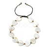 3Pcs 3 Style Cross Star Heart Natural Freshwater Shell Braided Bead Bracelets BJEW-TA00382-3