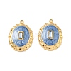 304 Stainless Steel Micro Pave Blue Cubic Zirconia Pendants STAS-F360-20G-01-1