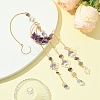 Natural Amethyst Chips Moon Pendant Decorations HJEW-FS00027-05-3