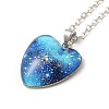 Glass Heart with Cloud Pendant Necklace NJEW-H165-01C-2