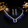 Alloy Rhinestone Rectangle Pendant Necklaces & Horse Eye Stud Earring Sets for Women SJEW-U001-01P-04-1