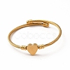 201 Stainless Steel Heart Beaded Cuff Bangle BJEW-C033-07G-2