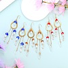 Natural Quartz Crystal Teardrop & Lampwork Mushroom Chandelier Earrings EJEW-SW00018-01-5