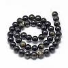 Natural Golden Sheen Obsidian Beads Strands G-R446-12mm-22-2