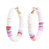 Basketball Wives Style Brass Heishi Beaded Hoop Earrings X-EJEW-JE04083-01-2