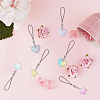 Gradient Color Translucent Resin Heart & Star Mobile Strap HJEW-PH01806-4