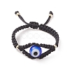 Lampwork Evil Eye Braided Bead Finger Ring RJEW-TA00045-1