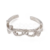 Branch Leaf Rack Plating Brass with Clear Cubic Zirconia Open Cuff Ring Settings KK-G455-12P-2