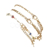 304 Stainless Steel Cable Chains & Evil Eye Lampwork Link Chains Bracelets for Women BJEW-JB12449-01-5