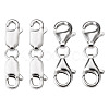 4 Sets 2 Styles Double 925 Sterling Silver Lobster Claw Clasps FIND-TA0002-22-2