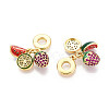 Brass Micro Pave Cubic Zirconia European Dangle Charms KK-N271-04G-2
