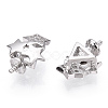 Rhodium Plated 925 Sterling Silver Micro Pave Clear Cubic Zirconia Star Charms for Half Drilled Beads STER-T007-26P-1