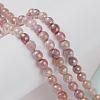 Round Natural Electroplated Strawberry Quartz Beads G-P447-B04-01-4