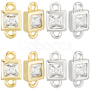 20Pcs 2 Colors Brass Pave Clear Cubic Zirconia Connector Charms KK-BBC0023-70-1