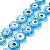 Handmade Evil Eye Lampwork Flat Round Bead Strands LAMP-L058-12mm-09-3