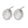 Brass Micro Pave Clear Cubic Zirconia Stud Earrings EJEW-C174-02E-P-4