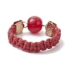 Glass Round Ball Braided Bead Style Finger Ring RJEW-JR00600-03-4