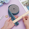5 Yards Polyester Striped Jacquard Ribbon OCOR-WH0078-287C-3