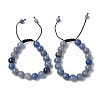 10mm Round Dyed & Heated Natural Blue Aventurine Braided Bead Bracelets BJEW-C067-01C-16-1