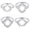 4Pcs 4 Styles Brass Micro Pave Cubic Zirconia Adjustable Rings Settings KK-BBC0024-14A-7