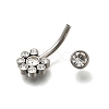 304 Stainless Steel Clear Cubic Zirconia Curved Barbell Belly Button Rings AJEW-D306-03P-06-3