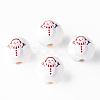 Painted Natural Wood Round Beads WOOD-N006-181-2
