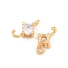 Brass Pave Clear Cubic Zirconia Flat Round Connector Charms KK-H538-21A-G-2