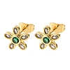 Brass Micro Pave Cubic Zirconia Flower Stud Earrings EJEW-K267-12G-4