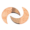 Transparent Resin & Walnut Wood Pendants X-RESI-S389-056A-B04-2
