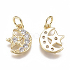 Brass Micro Pave Cubic Zirconia Charms ZIRC-F111-20G-2