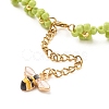 Glass Seed Beaded Flower Necklace with Alloy Enamel Bee Charm NJEW-JN03817-02-5