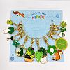 12Pcs 6 Style Green Color Theme Alloy Enamel Pendant Locking Stitch Markers HJEW-AB00141-1