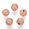 Rack Plating Brass Cubic Zirconia Beads ZIRC-S001-8mm-A03-1