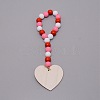 Valentine's Day Theme Schima Wood Beads Pendants Decorations HJEW-TAC0012-12-2